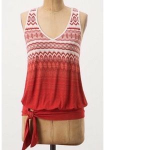 Anthropologie Deletta Tie Printed Sleeveless Top